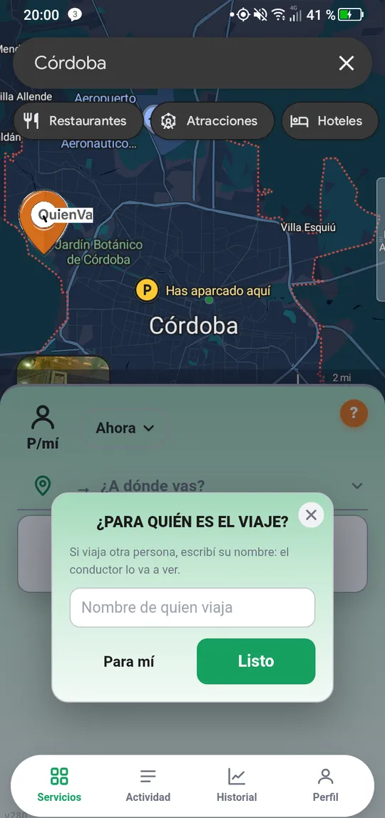 Pedir un viaje para otra persona